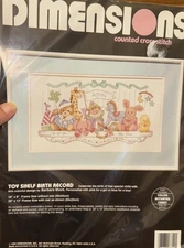 NEW Dimensions Baby TOY SHELF BIRTH RECORD Counted Cross Stitch Kit Name Weight