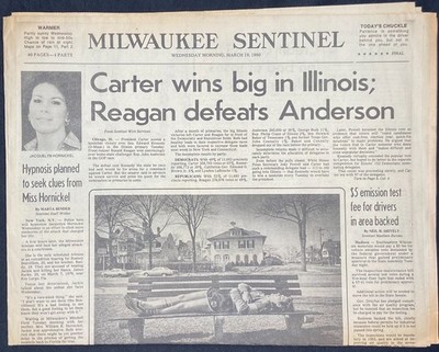 MILWAUKEE SENTINEL - March 19, 1980 - presidential election - Balistrieri Mafia