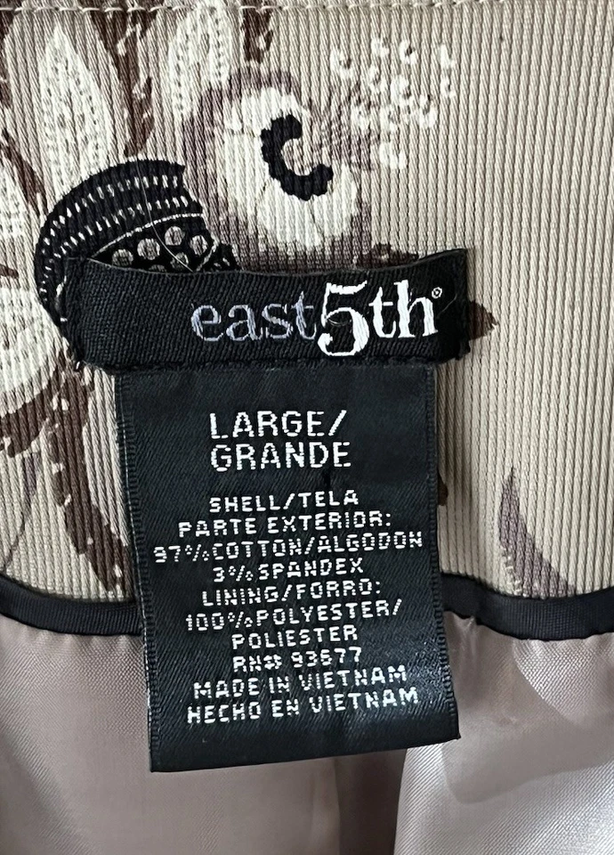 East 5 одна кнопка коротким рукавом с подкладкой желтовато-коричневый w/цветочный куртка женщин большой костюм - Изображение 3 из 4