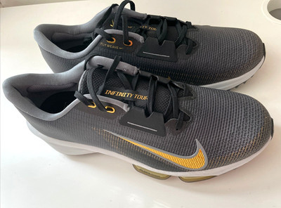 Nike USMen s 12.5 Zoom Infinity Tour 2 Golf Shoes Black/Grey/Gold FD0217-003 NEW
