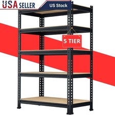 5 Tier Heavy Duty Metal Storage Shelving Unit Adjustable Rack Garage Kitchen New
