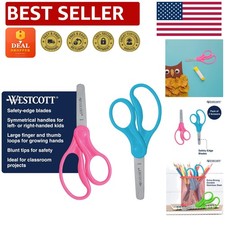 Fun  Safe Kids Scissors 2-Pack - 5-Inch Blunt Tip with Rounded Tips for Ages 4 