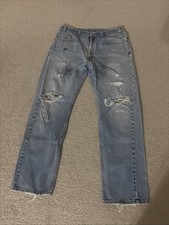 vintage levi s 505 denim jeans 34x30 distressed ripped painter jeans usa made