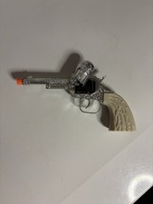 Vintage Western Toy Cap Gun Pistol White Handle 9  Used. Unbranded Toy