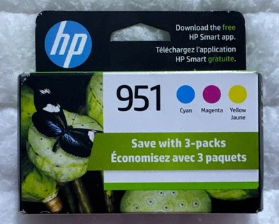 HP 951 Cyan Magenta Yellow Ink Cartridges CR314FN Exp 2027+ Sealed Retail Box
