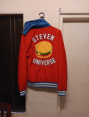 Steven Universe Jacket Adult Sz M Red Cosplay Cheeseburger Varsity Hoodie  Snap