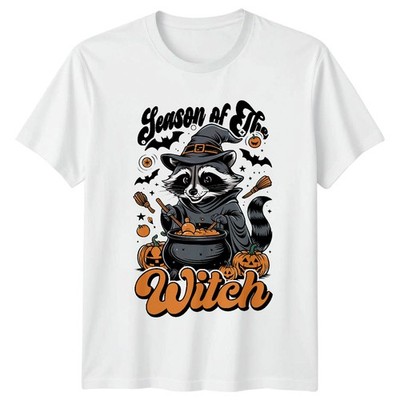 Saison der Hexe Halloween Waschbär Feiertage Herren Damen Grafik T-Shirt