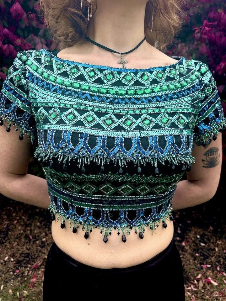 Vestido de graduación Sherri Hill dos piezas con cuentas talla XXS usado sin etiquetas Foto 2 de 4