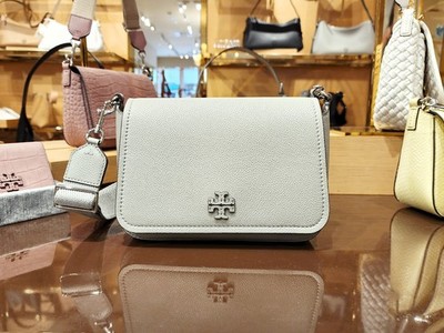 Latest Tory Burch Thea Gray Pebbled Leather Flap Crossbody