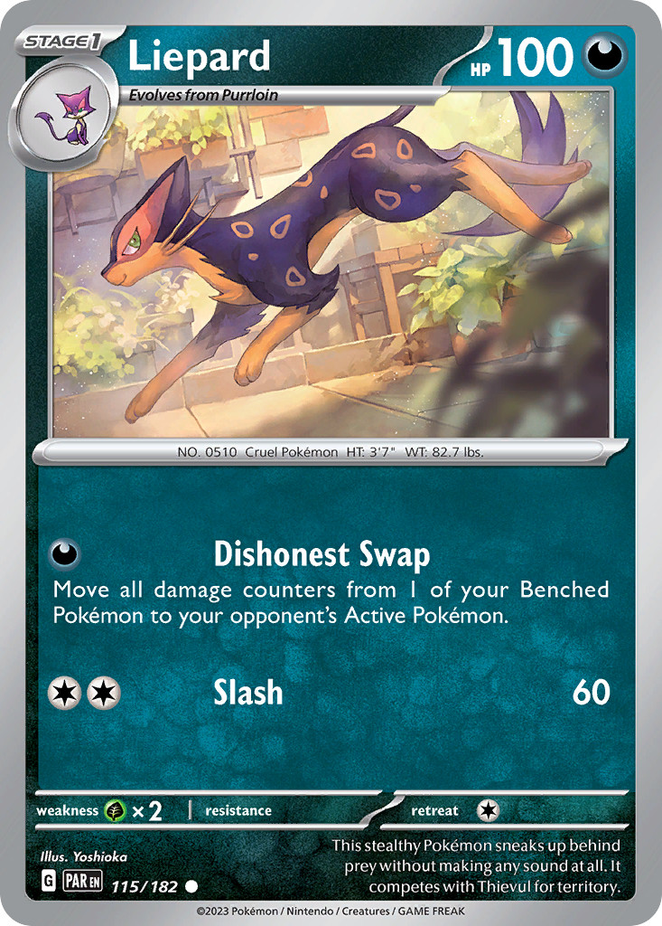 LIEPARD 115/182 C PARADOX RIFT POKEMON REVERSE HOLO NM/M REVERSE HOLO