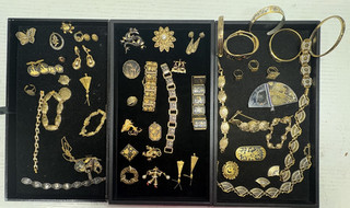 Vintage DAMASCENE JEWELRY Lot Necklace Rings Earrings Brooches Bracelets