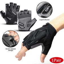 Mens Cycling Gloves Gel Padded Breathable Half Finger Road Racing Riding Gloves