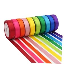 Rainbow Ribbon Solid Color Assortment 10 Colors Double Face Satin Ribbon for
