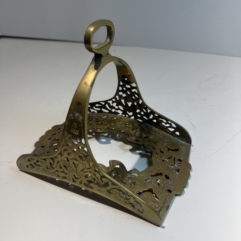 OLD VINTAGE RARE HAND CARVED BRASS HORSE PADDLE STIRRUP / FOOTREST