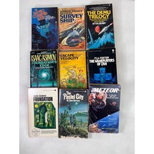 9 Vintage Sci-Fi Books  Asimov, Busby, Bradley, Foster Futuristic Most from 90s