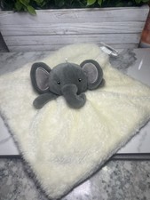 DTU Inc Gray Elephant Baby Lovey White Blanket Crib Security Toy
