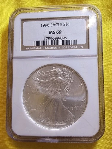 FAST🚚⚡️🔥RARE Key Date 👀🔥 1996 $1 Silver American Eagle MS 69 NGC