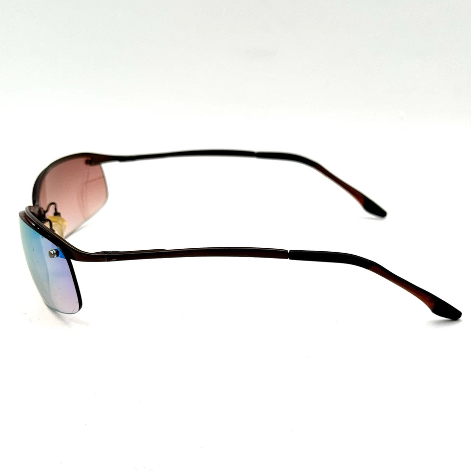 Gafas de sol Timberland Designer ovaladas semi sin montura marco marrón lentes espejadas  Foto 4 de 4