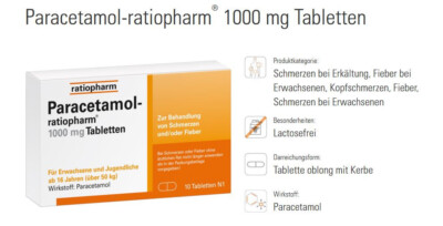 PARACETAMOL ratiopharm 1000 mg Tabletten 10St Tabletten PZN 9263936