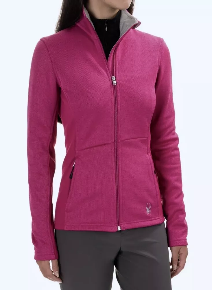 SPYDER Jewel Full Zip Mid Weight Core Pink Sweater Jacket NEW Womens Sz L