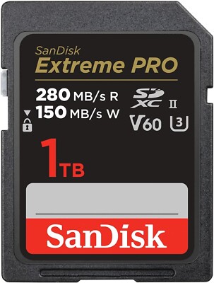 SanDisk Extreme Pro SDXC SDSDXEP 1TB 280MB/s V60 U3 C10 UHS-II SD Memory Card