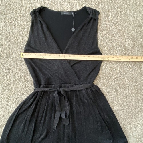 Vertigo XL Sleeveless Dress Belt V Neck Maxi Glitter Party Cocktail Black Flowy - Picture 10 of 12
