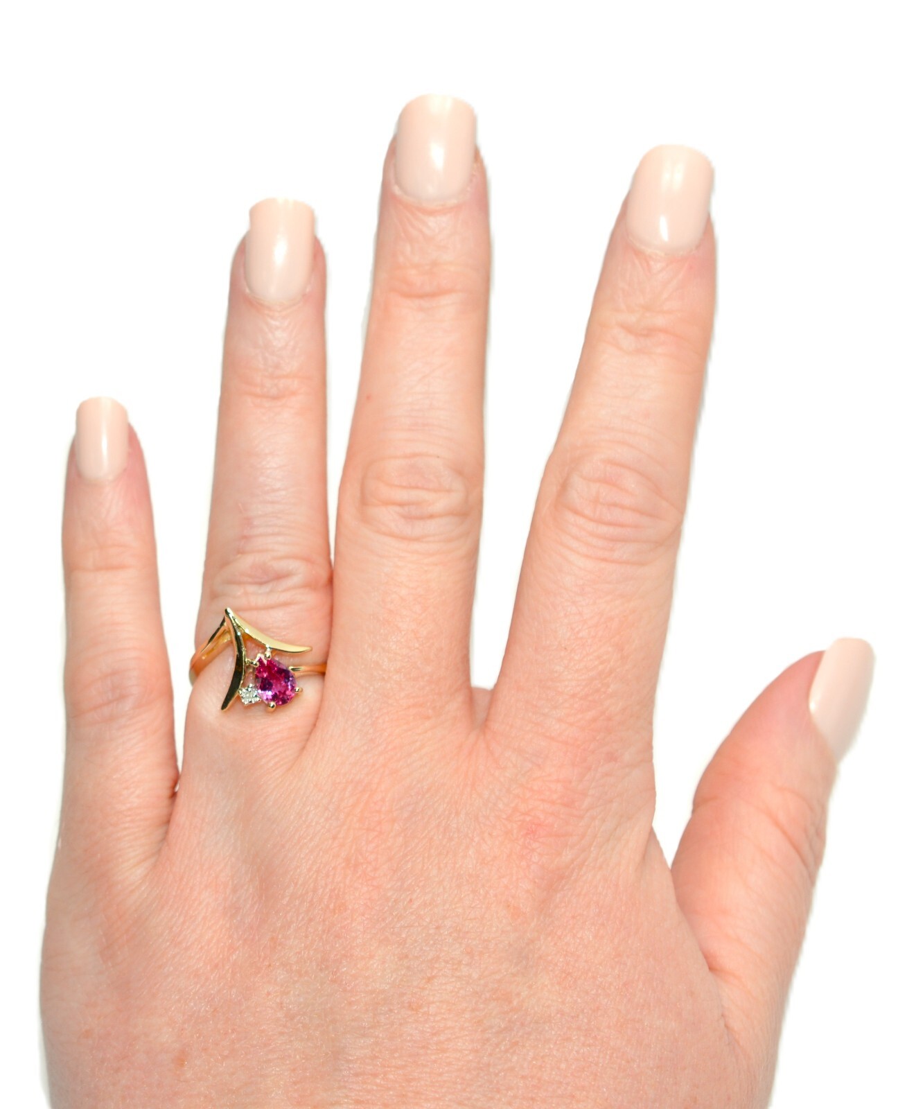 Natural Ruby & Diamond Ring 14K Solid Gold .69tcw… - image 2