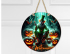 Handmade Halloween Clown And Pumpkin Round Welcome Door Hanger Sign