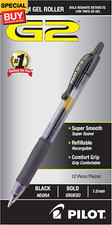 , G2 Premium Gel Roller Pens, Bold Point 1 mm, Pack of 12, Black