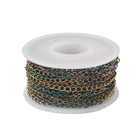 1 Roll Soldered Rainbow Color Stainless Steel Curb Chains with Spool 4x3x0.6mm