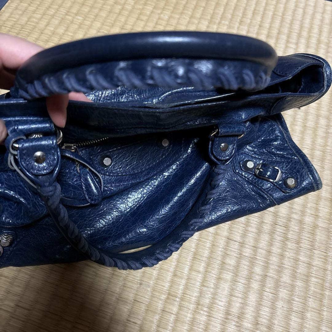 Balenciaga City Bag Navy Blue Leather Used, Minimal Wear