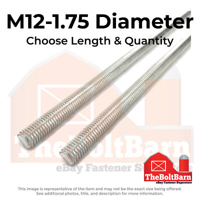 M12-1.75x1000 Fully Threaded Rod A2-70 Stainless Steel (Choose Qty) | eBay
