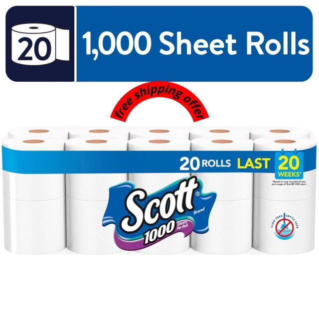 Scott 1 000 Sheets per Roll Toilet Paper 20 Rolls fast delivery