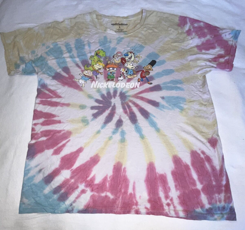 Herren T-Shirt Nickelodeon 90er Motiv blau Batik Grafik - Bild 1 von 3