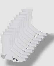 Club Room Men's White Logo Cotton 10 Pair Pack Crew Socks Shoe 7-12