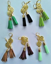 SUEDE LEATHER TASSLES Oriental style Lever back handcrafted U CHOOSE