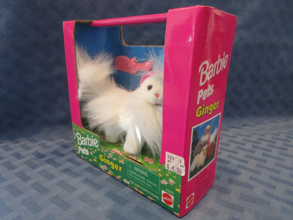 Барби домашних животных имбирь, белый персидский кот, Mattel, 1996, # 67572, никогда не доставался из коробки - Изображение 4 из 4