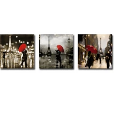 A Paris Kiss, Romance, & Stroll by Carrigan 3-pc Canvas Set (14 in x 14 in Ea)