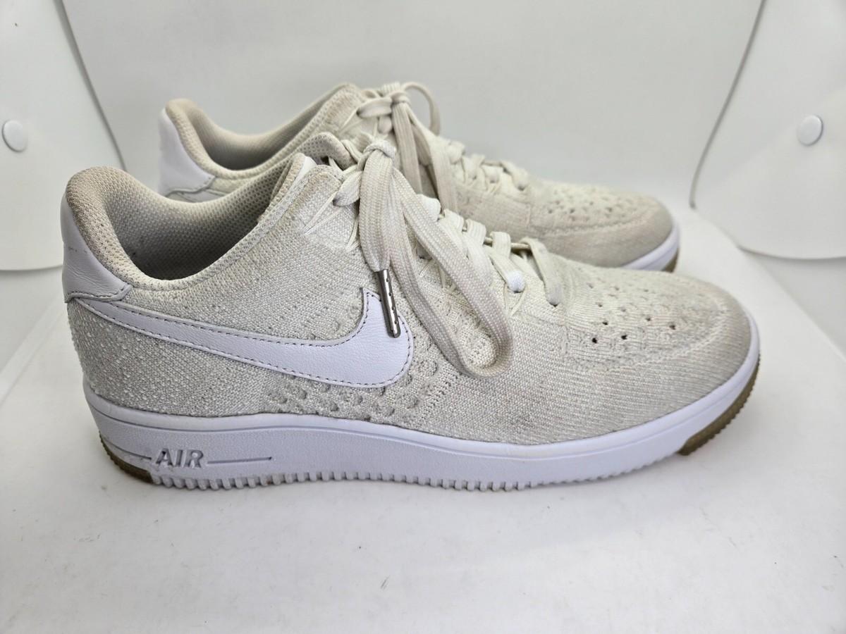 Nike Air Force Flyknit Low Shoes Womens Triple White Casual Workout  Sneakers