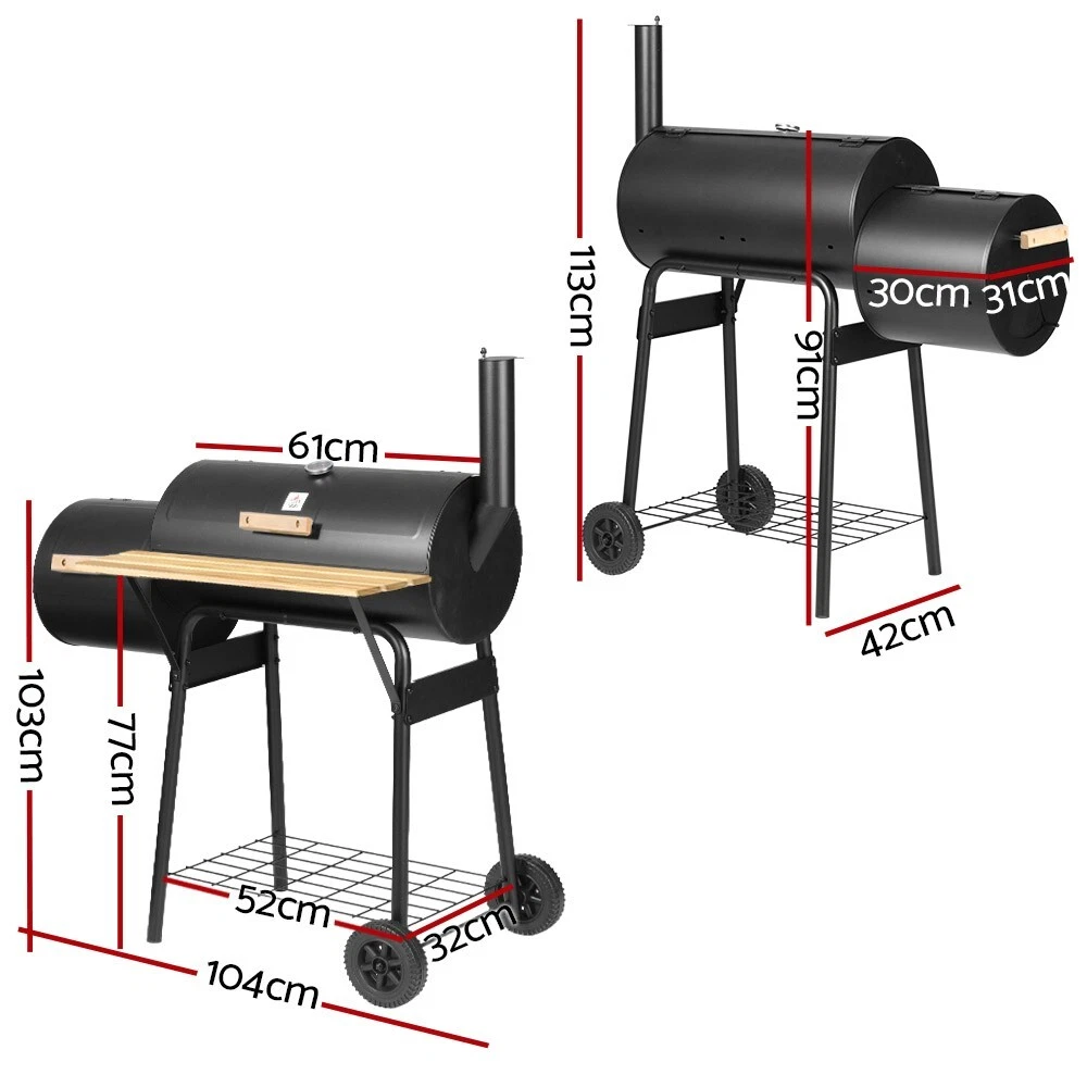 2in1 BBQ Smoker Charcoal Grill Roaster Portable Outdoor Camping Garden Barbecue