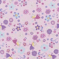 Princess Flower Fairy Glitter Pink 100% Cotton Fabric by The Yard