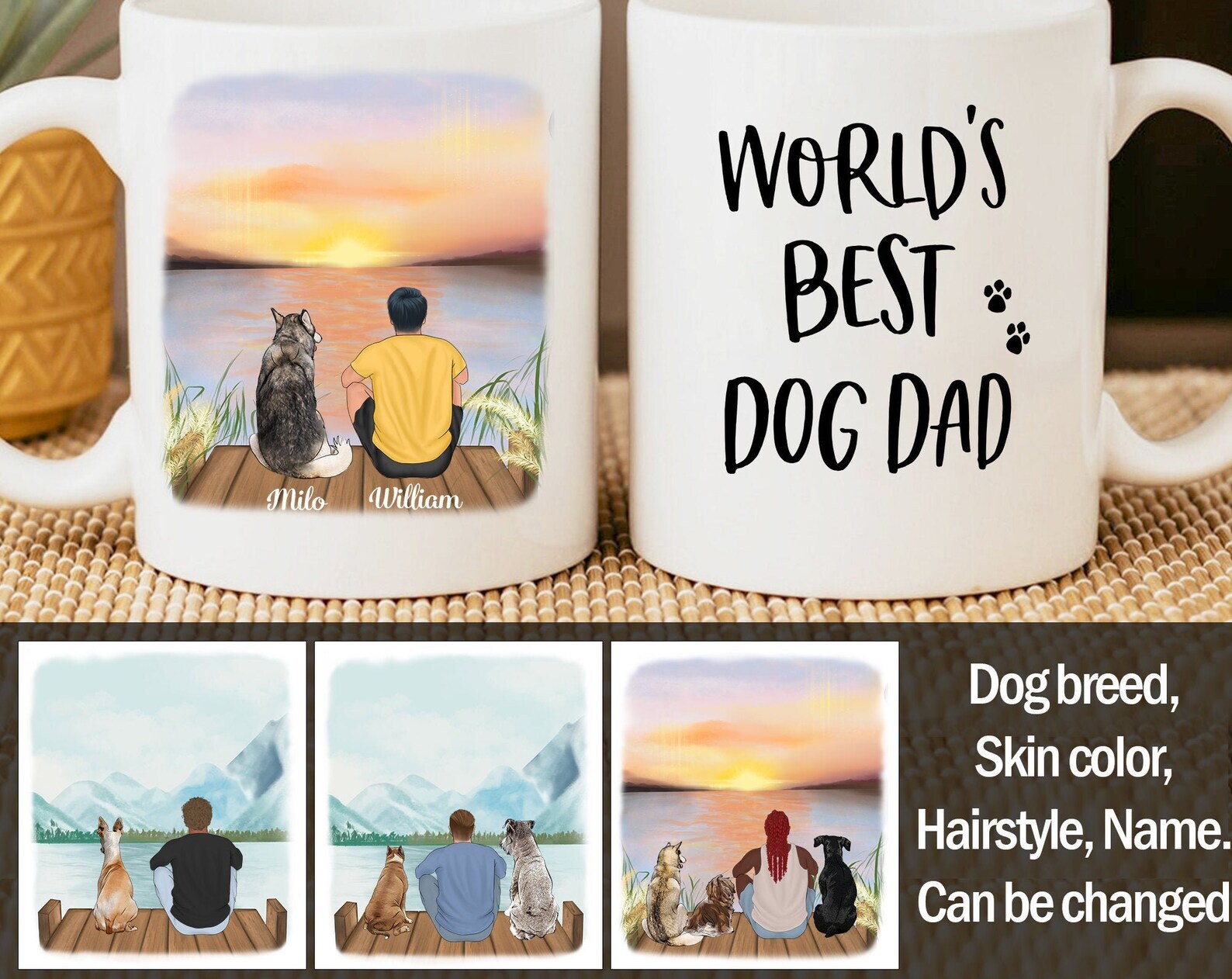 Personalized World's Best Dog Dad Mug Custom Gift For Dog Owner Custom Dog Mug