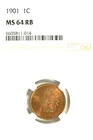 1901 Indian Cent : NGC MS64RB Nice Purple Toning