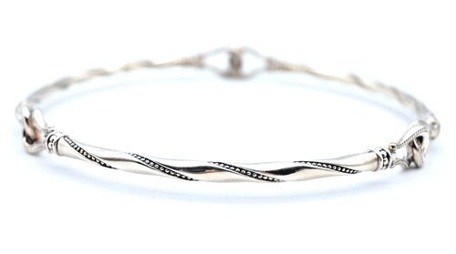 Scott Kay Sterling Silver Equestrian Bangle Bracelet Twisted Beaded Links EUC! - Picture 4 of 5