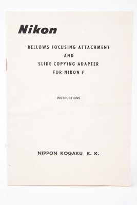 Bellows Focusing Attachment and Slide Copying Adapter for Nikon F.