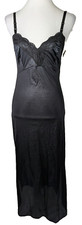 VTG Nancy King Lingerie Dress Full Slip Lace Adjustable 2173 Black 32 Deadstock