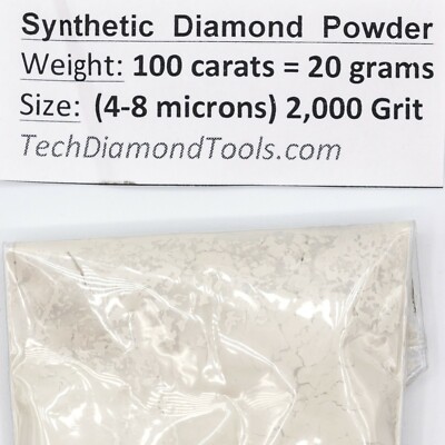 Diamond Polishig Powder 2.000 Grit Mesh (4-8 Micron), Weight 100 Cts = 20 Grams