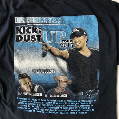 Luke Bryan Concert T Shirt Sz M 2015 Kick the Dust Up Special Guests Tour Dates