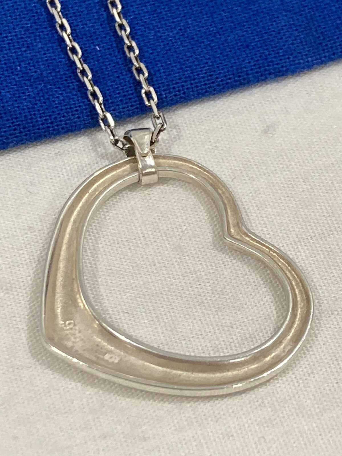 JJJ Signed Sterling Silver 925 Heart Pendant 18” Italy Link Chain