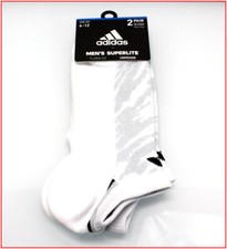 2 Pairs- Adidas Men's SUPERLITE Climalite MESH Compression NO SHOW Socks - White